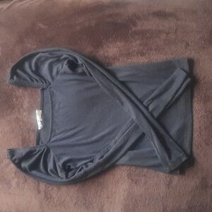 XS Women's Pink Republic Black Square-Neck Long-Sleeve